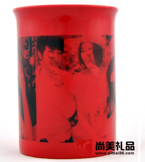红色骨瓷变色杯